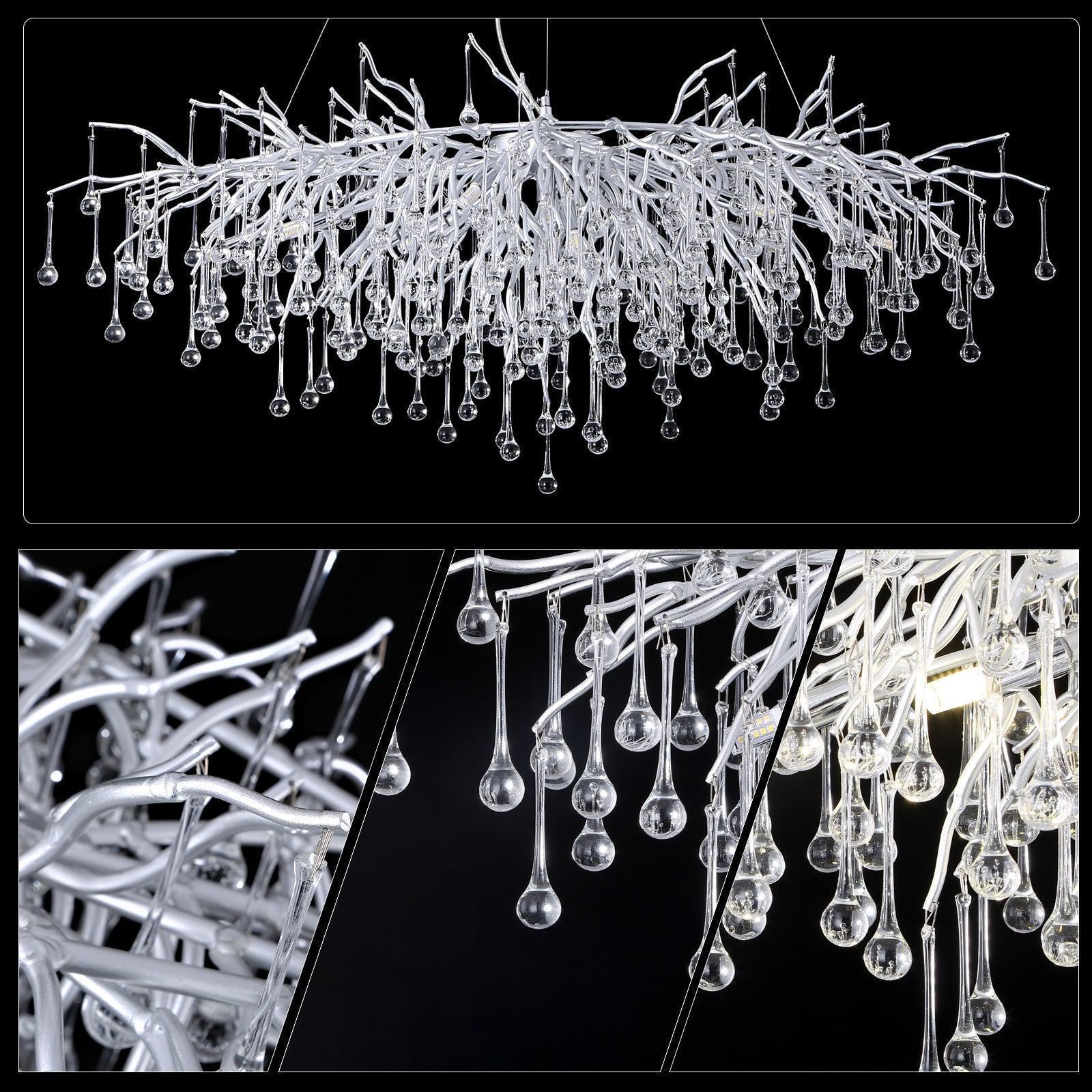 Doris Rectangle Branch Chandelier 45"L Silver - Joyfuzzy