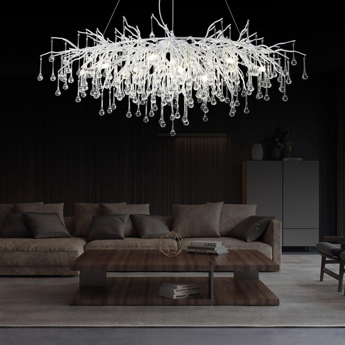 Doris Rectangle Branch Chandelier 45"L Silver - Joyfuzzy