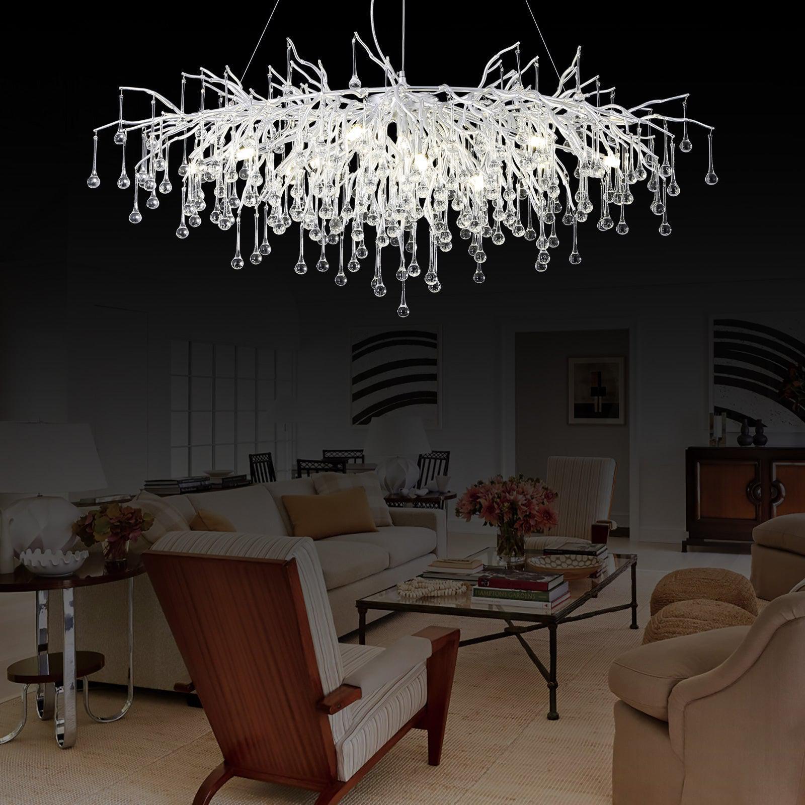 Doris Rectangle Branch Chandelier 45"L Silver - Joyfuzzy