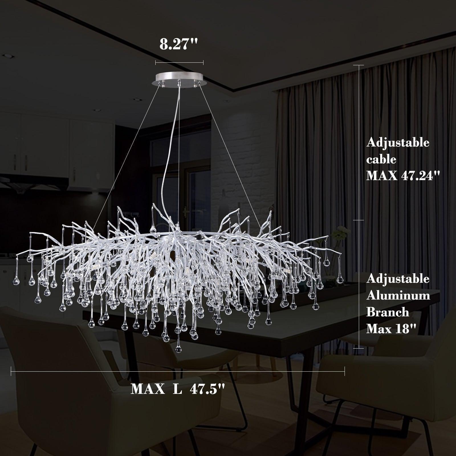 Doris Rectangle Branch Chandelier 45"L Silver - Joyfuzzy