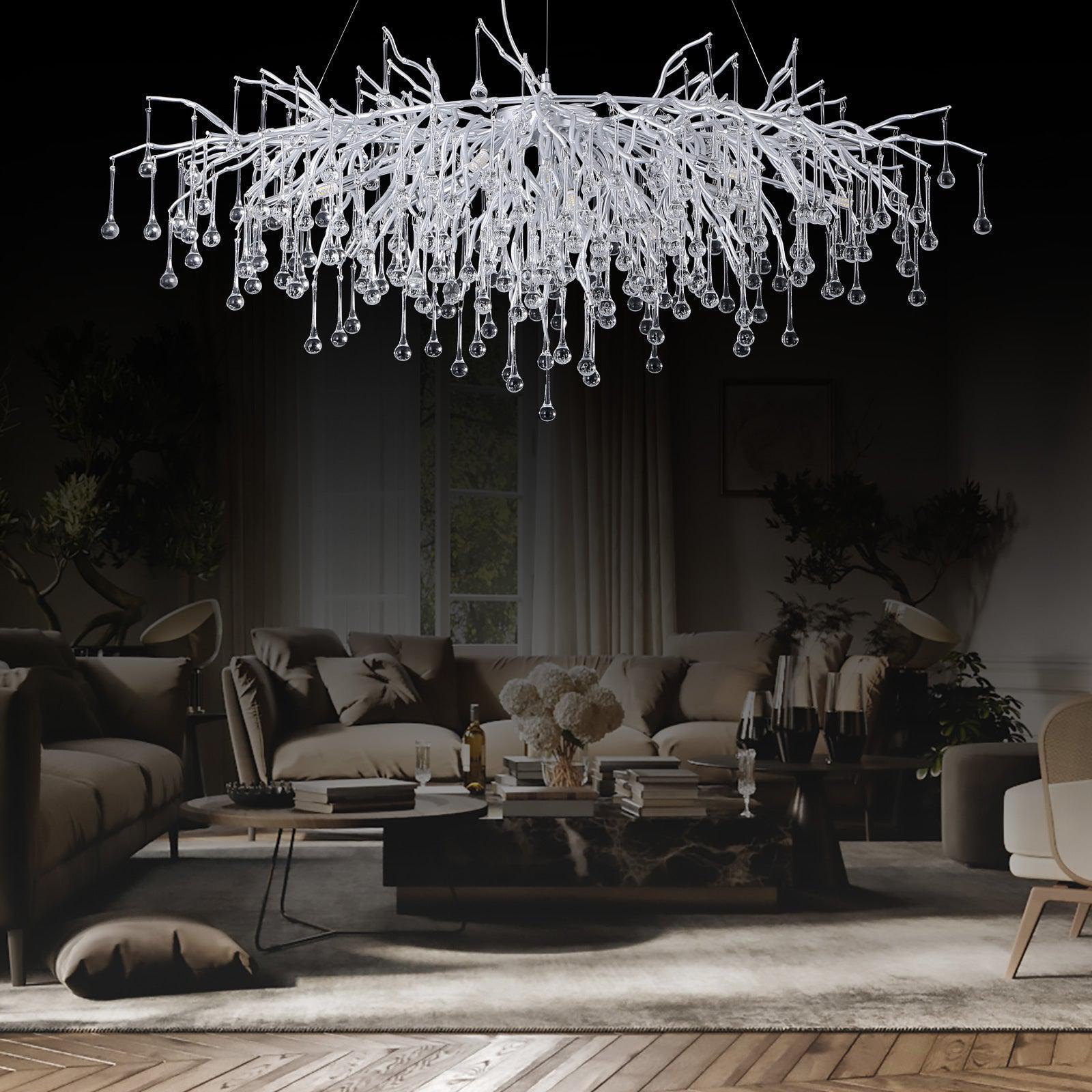Doris Rectangle Branch Chandelier 45"L Silver - Joyfuzzy