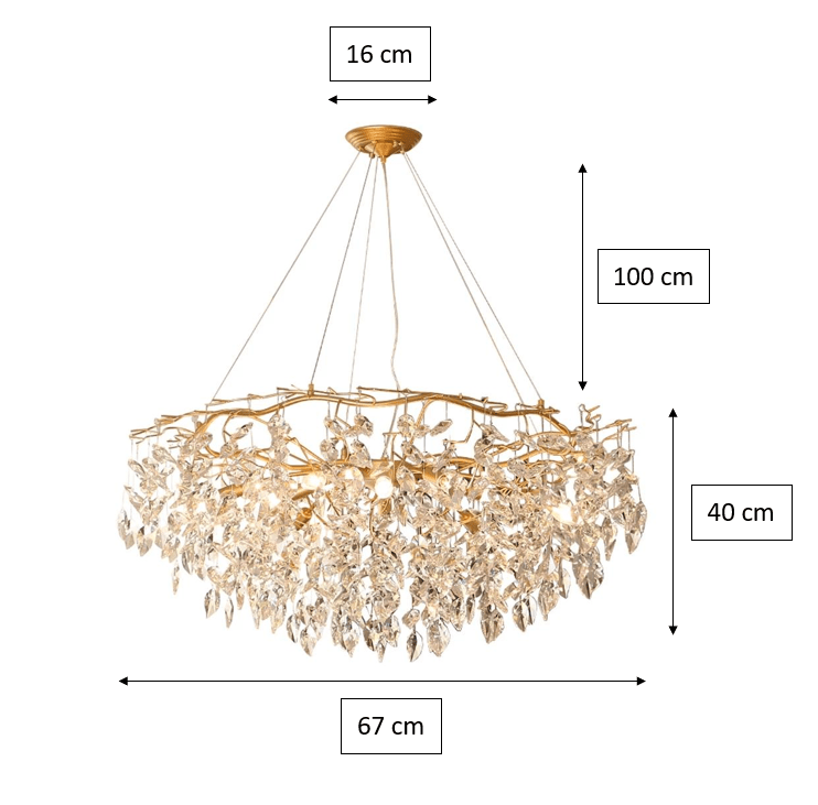 Doris Round Modern Branch Chandeliers - Diameter 67 cm x Height 40 cmWarm LightJoyfuzzy