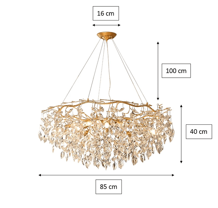 Doris Round Modern Branch Chandeliers - Diameter 67 cm x Height 40 cmWarm LightJoyfuzzy