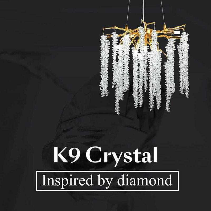 Doris White Crystal Branch Chandelier 20.5"D - Joyfuzzy