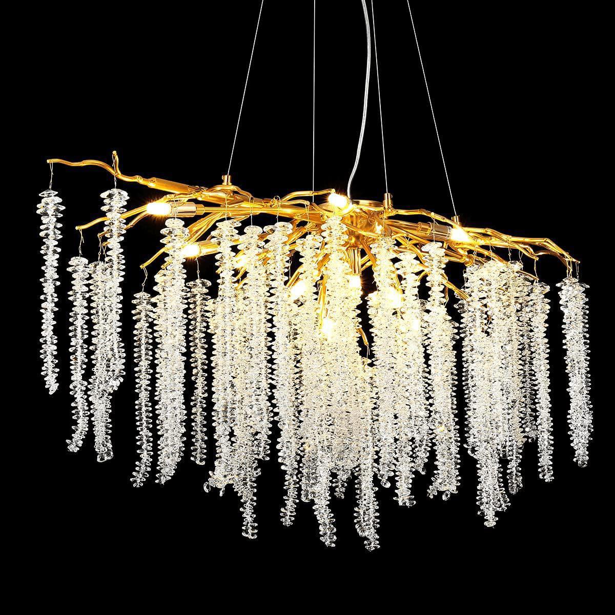 Doris White Crystal Branch Round Chandelier D20.5" L45" - 45"L RectangleJoyfuzzy