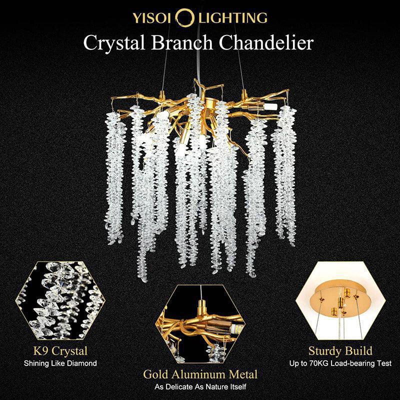Doris White Crystal Branch Round Chandelier D20.5" L45" - 45"L RectangleJoyfuzzy