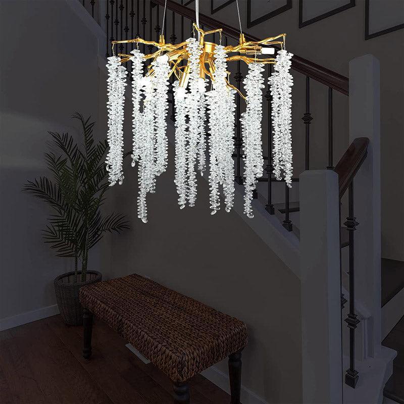 Doris White Crystal Branch Round Chandelier D20.5" L45" - 20.5"D RoundJoyfuzzy