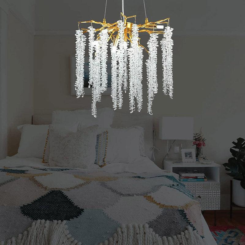 Doris White Crystal Branch Round Chandelier D20.5" L45" - 20.5"D RoundJoyfuzzy