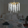 Doris White Crystal Branch Round Chandelier D20.5