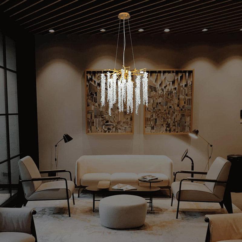 Doris White Crystal Branch Round Chandelier D20.5" L45" - 20.5"D RoundJoyfuzzy