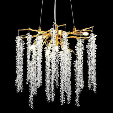 Doris White Crystal Branch Round Chandelier D20.5" L45" - 20.5"D RoundJoyfuzzy