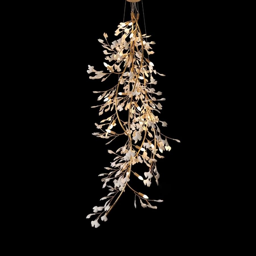 Drooping Ceramic Ginkgo Leaf Chandelier - SizeBJoyfuzzy