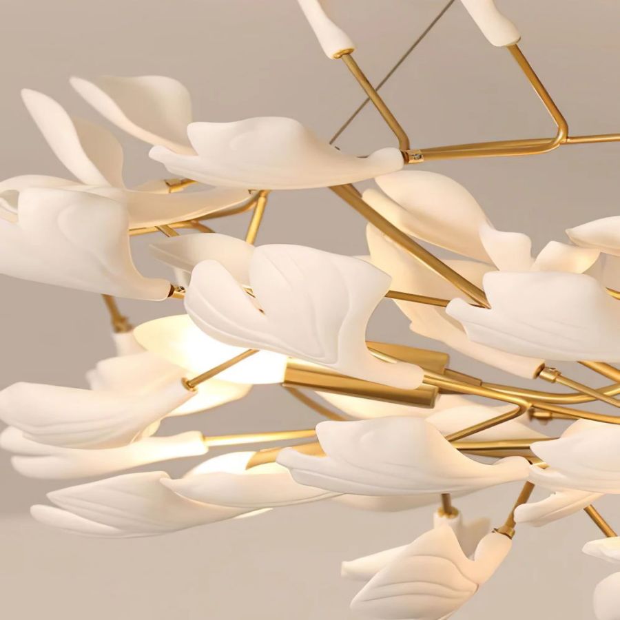 Drooping Ceramic Ginkgo Leaf Chandelier - SizeBJoyfuzzy