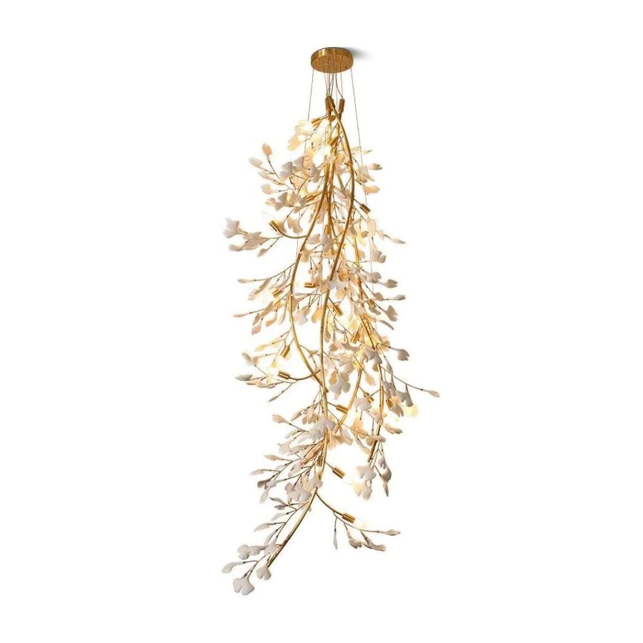 Drooping Ceramic Ginkgo Leaf Chandelier - SizeBJoyfuzzy