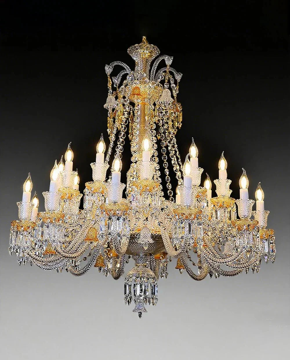 Duplicated 24 Lights Clear & Amber Crystal Lighting Chandelier - Joyfuzzy