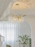 Elegant Crystal Icicle Chandelier in Branch Style for Dining Table Use - Round D23.6