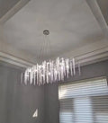Elegant Crystal Icicle Chandelier in Branch Style for Dining Table Use - Rectangle L39.4