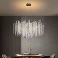 Elegant Crystal Icicle Chandelier in Branch Style for Dining Table Use - Round D59.1