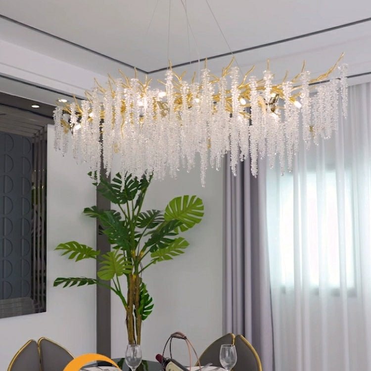 Elegant Crystal Icicle Chandelier in Branch Style for Dining Table Use - Round D59.1"/16 LightsChromeWarm LightJoyfuzzy