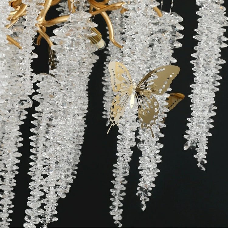 Elegant Crystal Icicle Chandelier in Branch Style for Dining Table Use - Round D59.1"/16 LightsChromeWarm LightJoyfuzzy