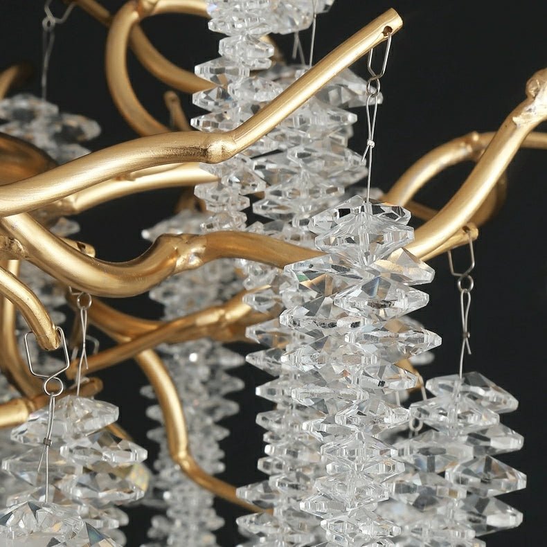 Elegant Crystal Icicle Chandelier in Branch Style for Dining Table Use - Round D59.1"/16 LightsChromeWarm LightJoyfuzzy
