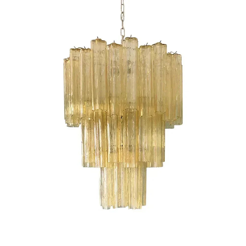 Elegant Yellow Murano Glass Tube Chandelier 25.6" - yellowJoyfuzzy