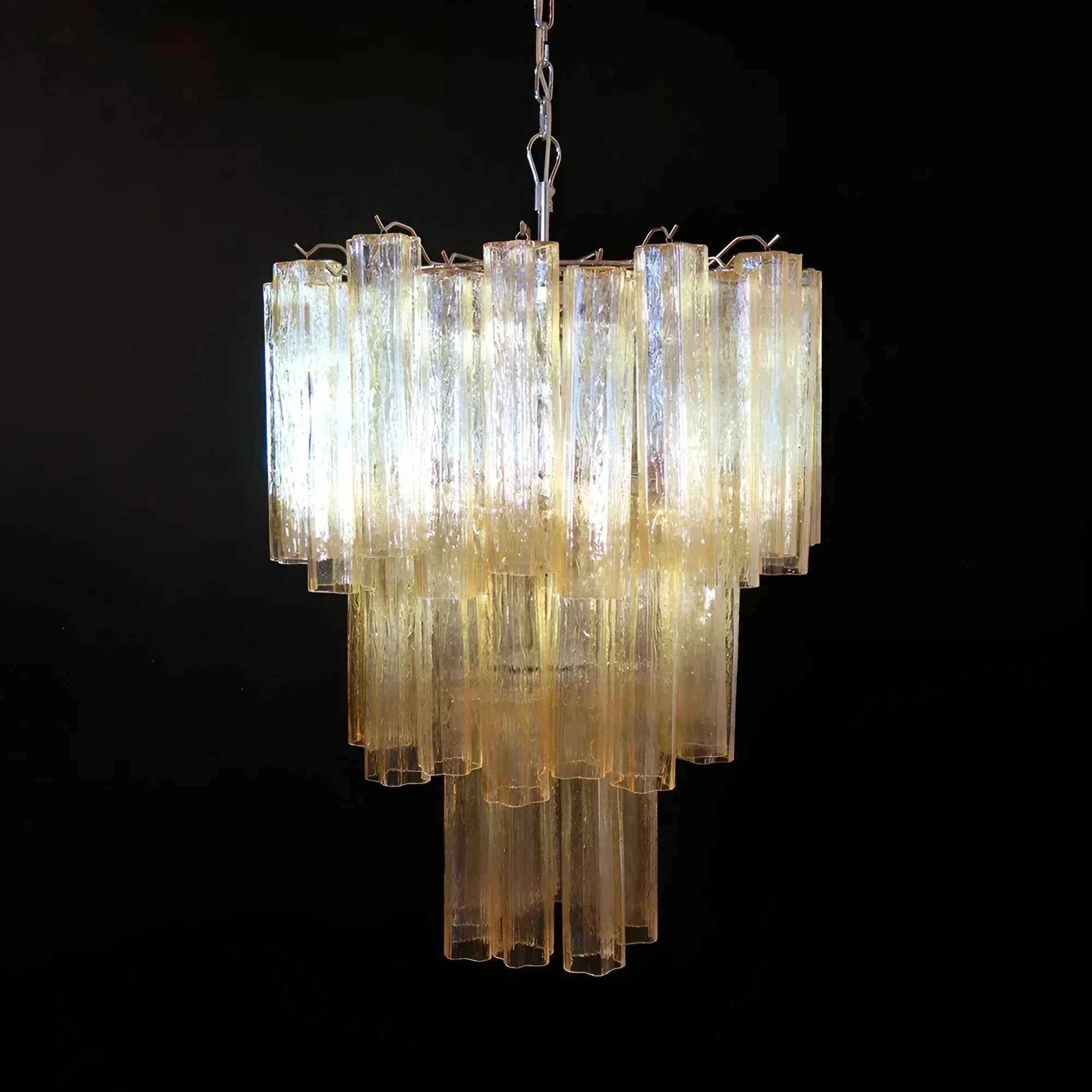 Elegant Yellow Murano Glass Tube Chandelier 25.6" - yellowJoyfuzzy