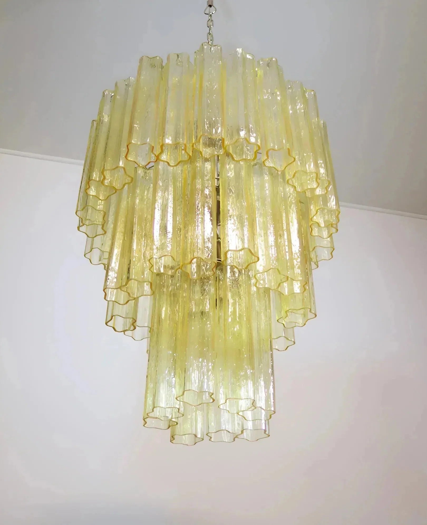 Elegant Yellow Murano Glass Tube Chandelier 25.6" - yellowJoyfuzzy