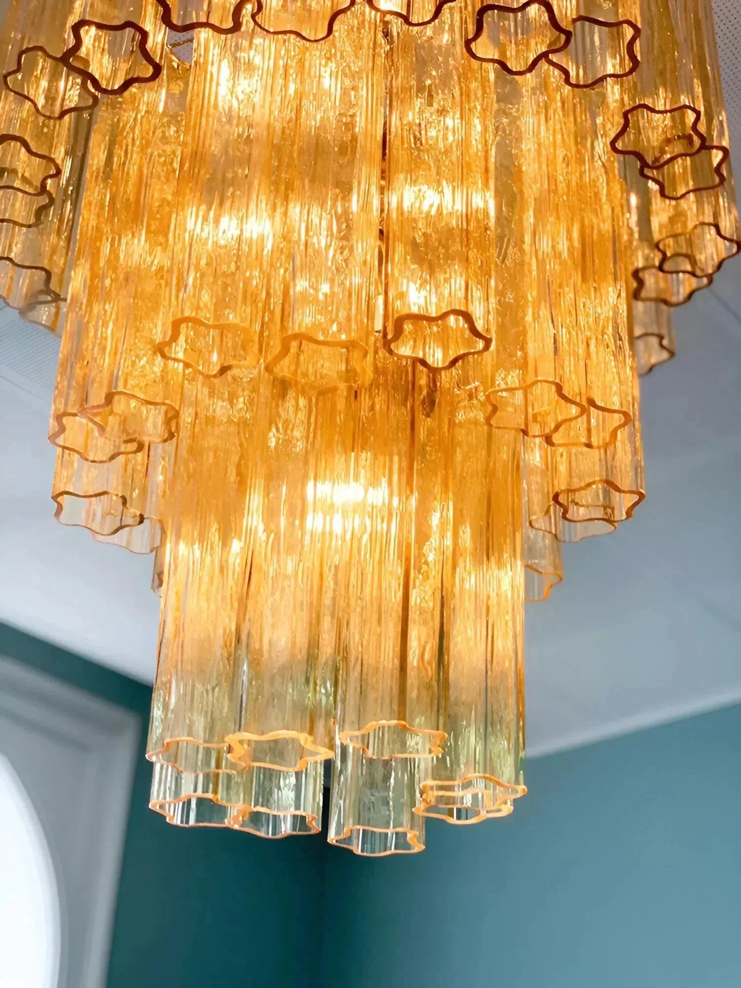 Elegant Yellow Murano Glass Tube Chandelier 25.6" - yellowJoyfuzzy