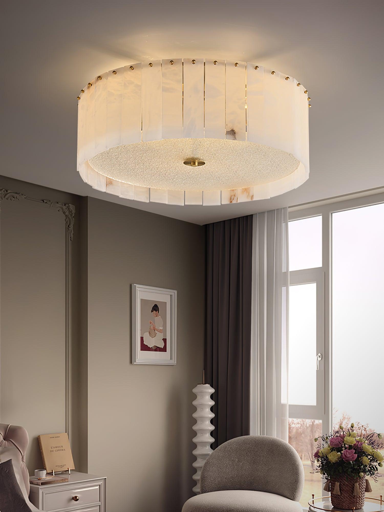Elysian Alabaster Ceiling Lamp - ∅ 17.7″ x H 9.25″ / Dia 45cm x H 23.5cmBrass & WhiteJoyfuzzy
