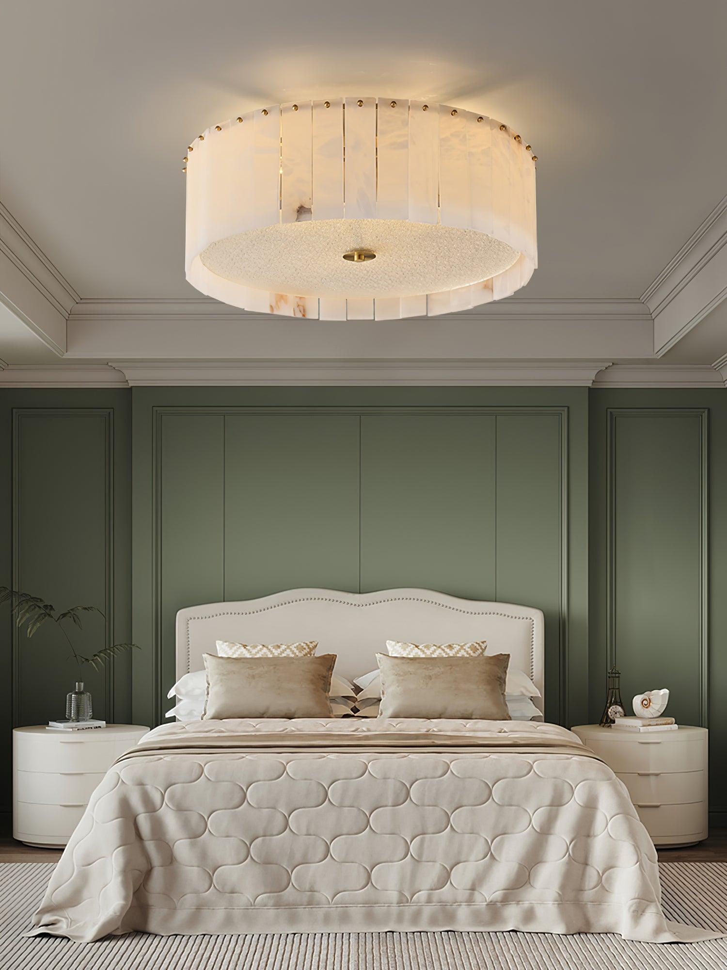 Elysian Alabaster Ceiling Lamp - ∅ 17.7″ x H 9.25″ / Dia 45cm x H 23.5cmBrass & WhiteJoyfuzzy
