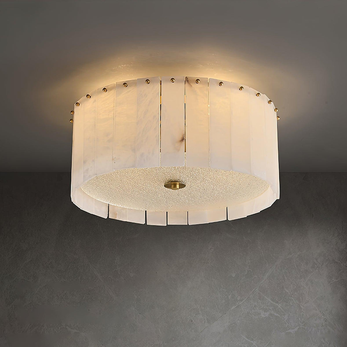 Elysian Alabaster Ceiling Lamp - ∅ 17.7″ x H 9.25″ / Dia 45cm x H 23.5cmBrass & WhiteJoyfuzzy