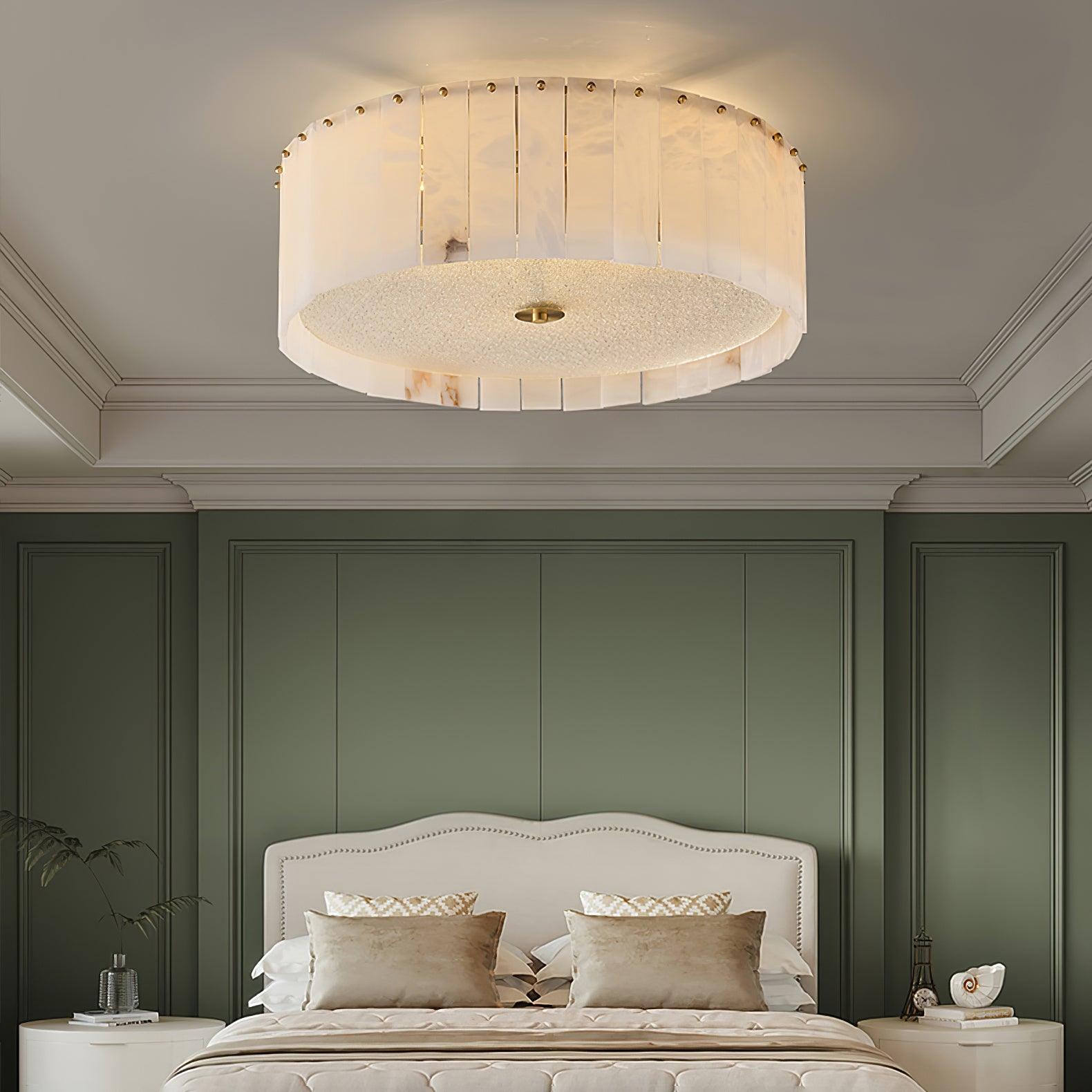 Elysian Alabaster Ceiling Lamp - ∅ 23.6″ x H 9.25″ / Dia 60cm x H 23.5cmBrass & WhiteJoyfuzzy