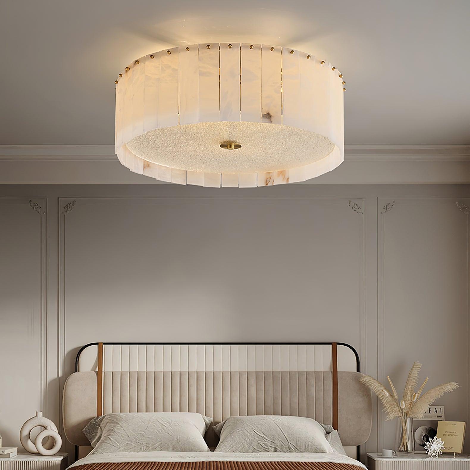 Elysian Alabaster Ceiling Lamp - ∅ 23.6″ x H 9.25″ / Dia 60cm x H 23.5cmBrass & WhiteJoyfuzzy