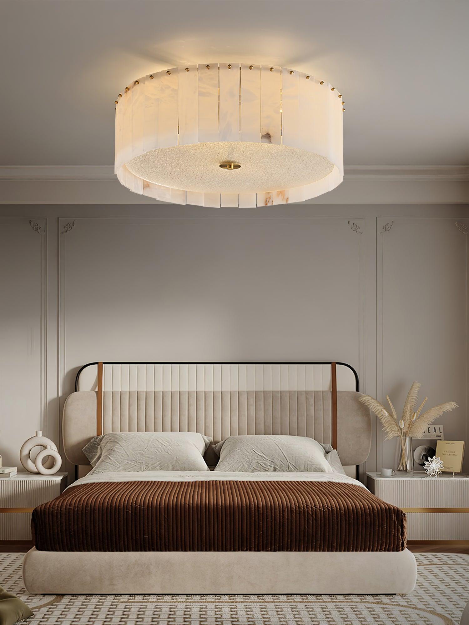 Elysian Alabaster Ceiling Lamp - ∅ 23.6″ x H 9.25″ / Dia 60cm x H 23.5cmBrass & WhiteJoyfuzzy