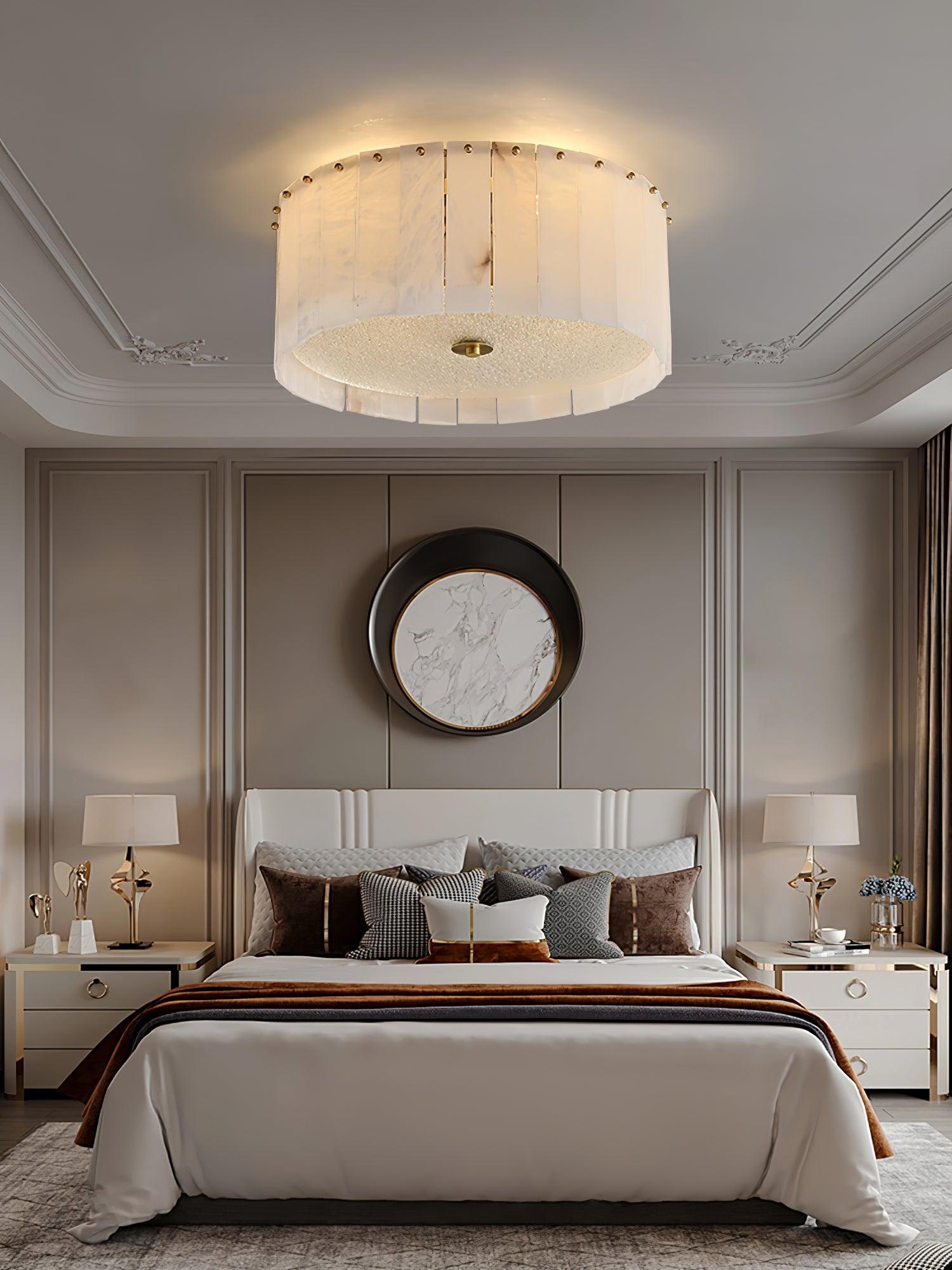Elysian Alabaster Ceiling Lamp - ∅ 23.6″ x H 9.25″ / Dia 60cm x H 23.5cmBrass & WhiteJoyfuzzy