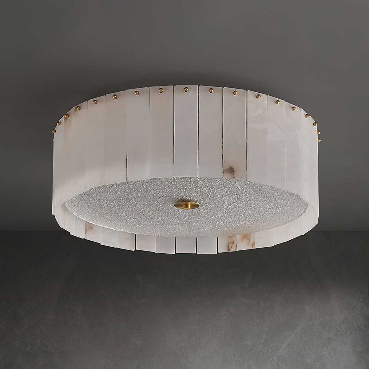 Elysian Alabaster Ceiling Lamp - ∅ 17.7″ x H 9.25″ / Dia 45cm x H 23.5cmBrass & WhiteJoyfuzzy
