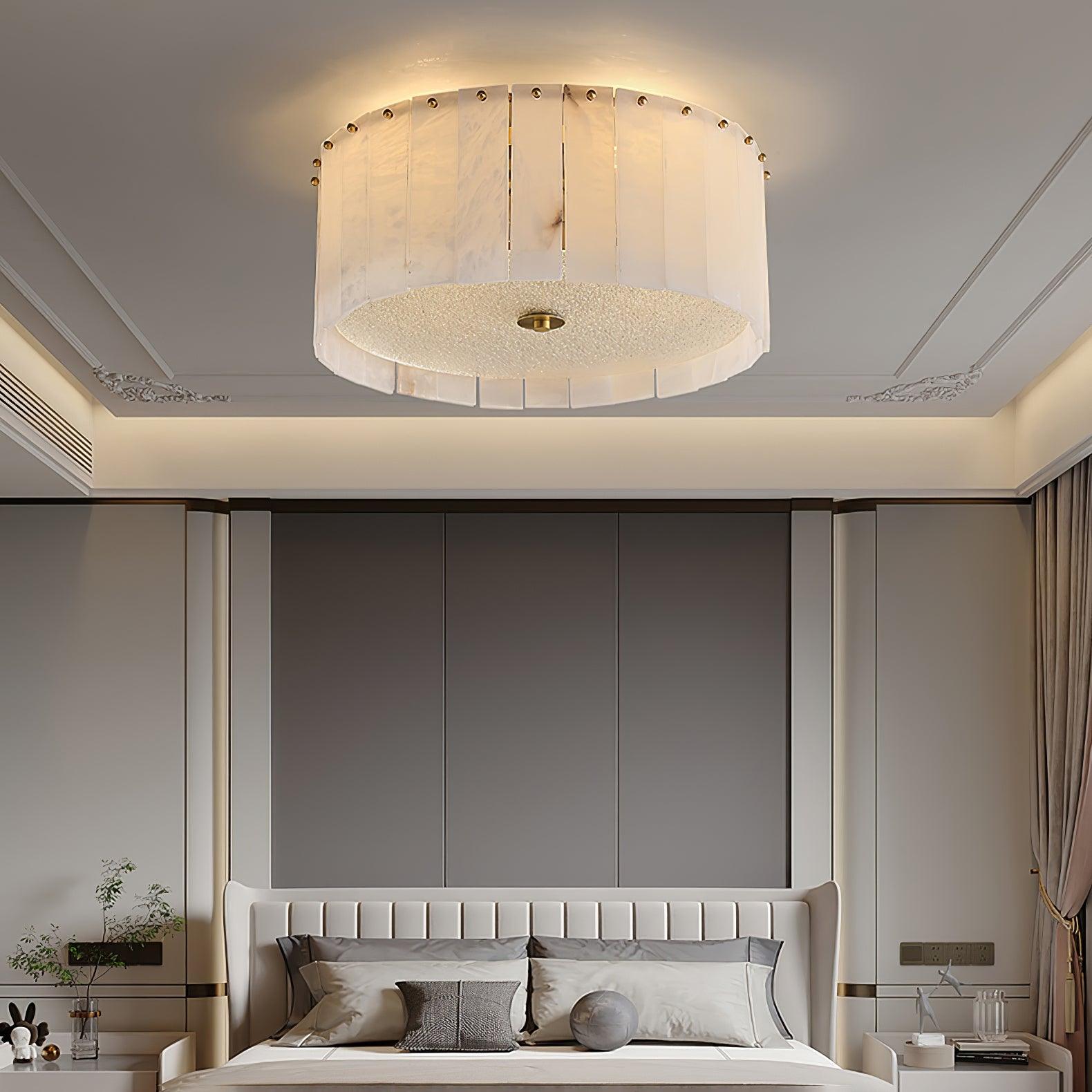 Elysian Alabaster Ceiling Lamp - ∅ 17.7″ x H 9.25″ / Dia 45cm x H 23.5cmBrass & WhiteJoyfuzzy
