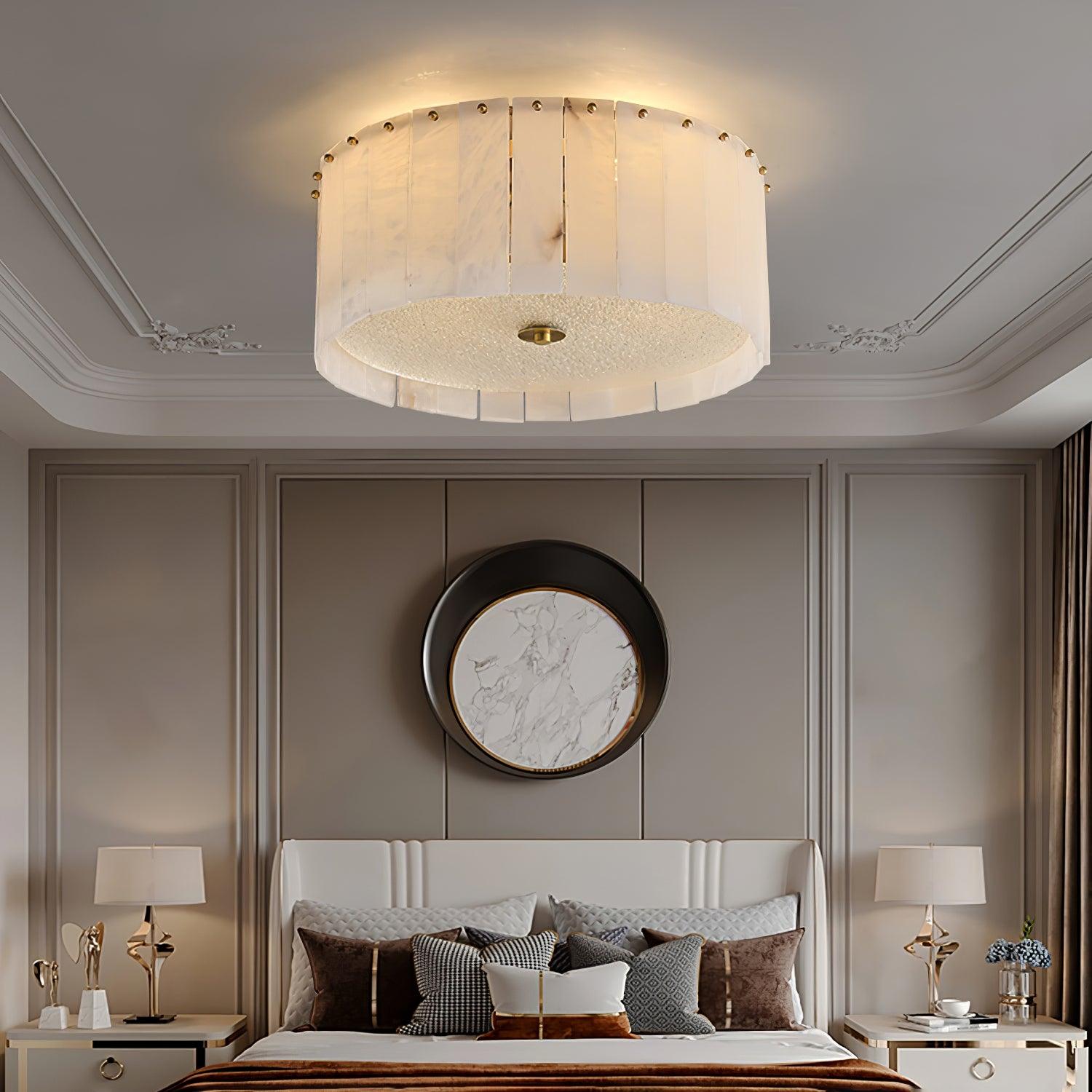 Elysian Alabaster Ceiling Lamp - ∅ 17.7″ x H 9.25″ / Dia 45cm x H 23.5cmBrass & WhiteJoyfuzzy