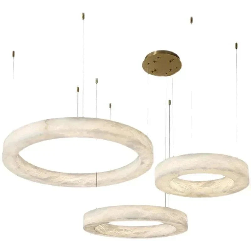 Emerald Real Alabaster Ring Chandelier, Modern Circular Chandelier - 19.7" DJoyfuzzy