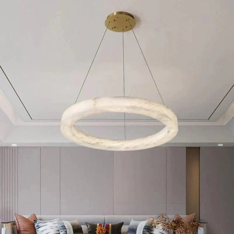 Emerald Real Alabaster Ring Chandelier, Modern Circular Chandelier - 19.7" DJoyfuzzy