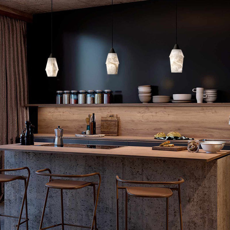 Emilia Alabaster Pendant Lighting Over Dining Table