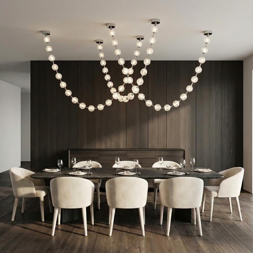 Esle Modern Pearl Necklace Chandelier - Black17 lightJoyfuzzy