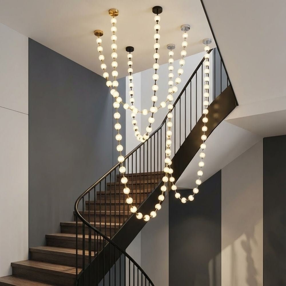Esle Modern Pearl Necklace Chandelier - Black17 lightJoyfuzzy
