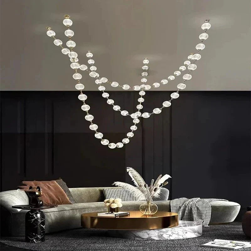 Esle Modern Pearl Necklace Chandelier - Black17 lightJoyfuzzy