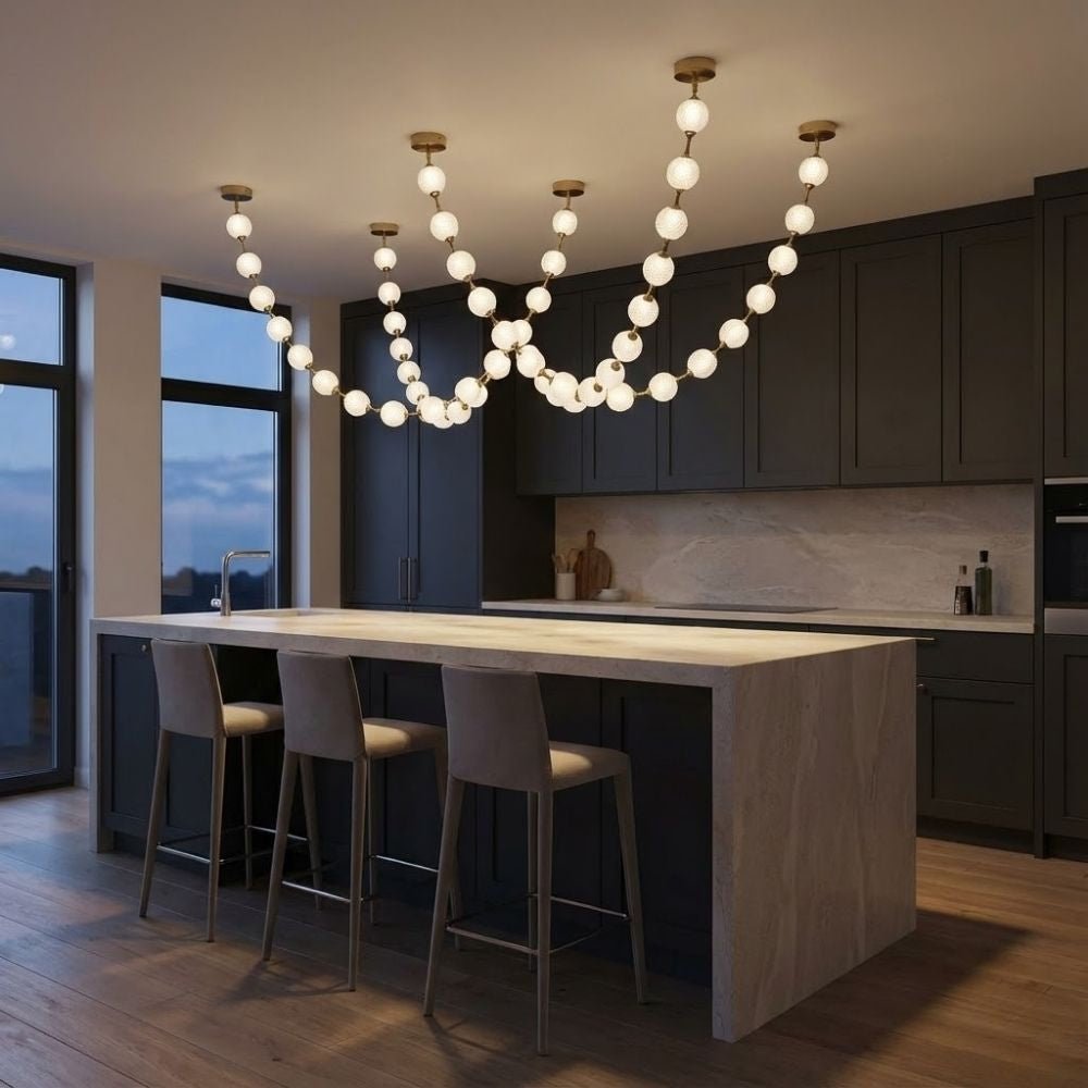 Esle Modern Pearl Necklace Chandelier - Black17 lightJoyfuzzy
