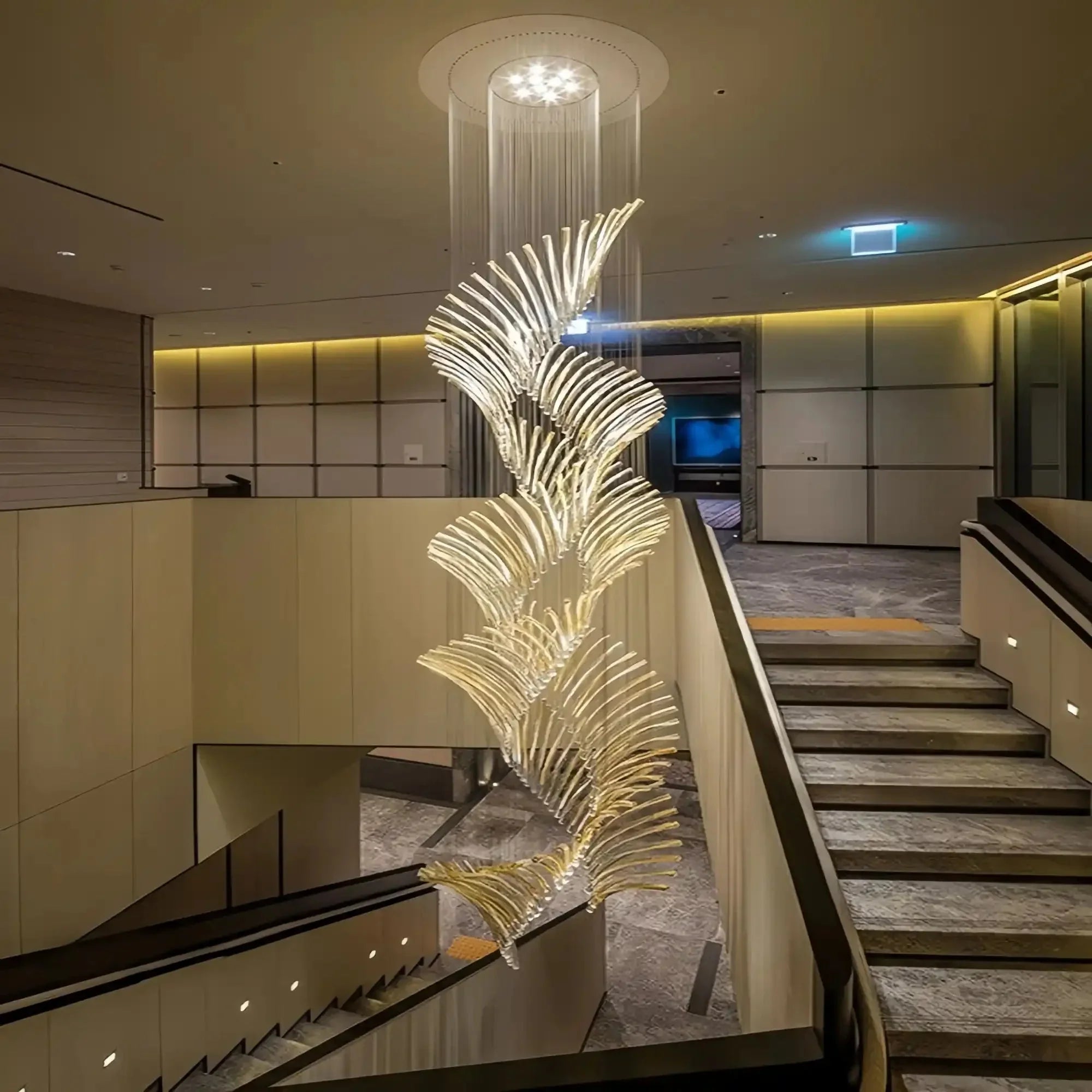 European Style Spiral Glass Chandelier for Staircase/Foyer/Hotel/Villa - Joyfuzzy