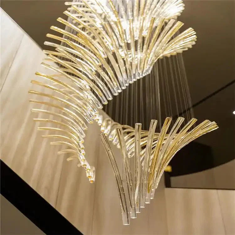European Style Spiral Glass Chandelier for Staircase/Foyer/Hotel/Villa - Joyfuzzy