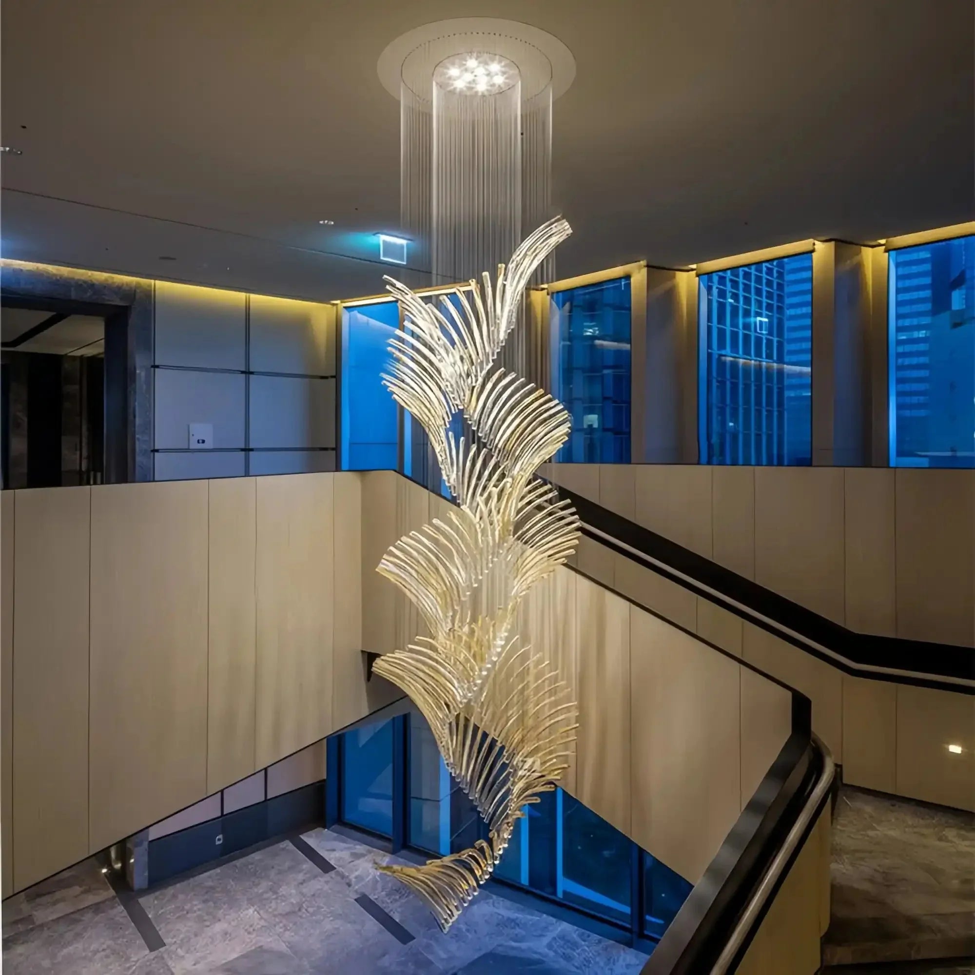 European Style Spiral Glass Chandelier for Staircase/Foyer/Hotel/Villa - Joyfuzzy