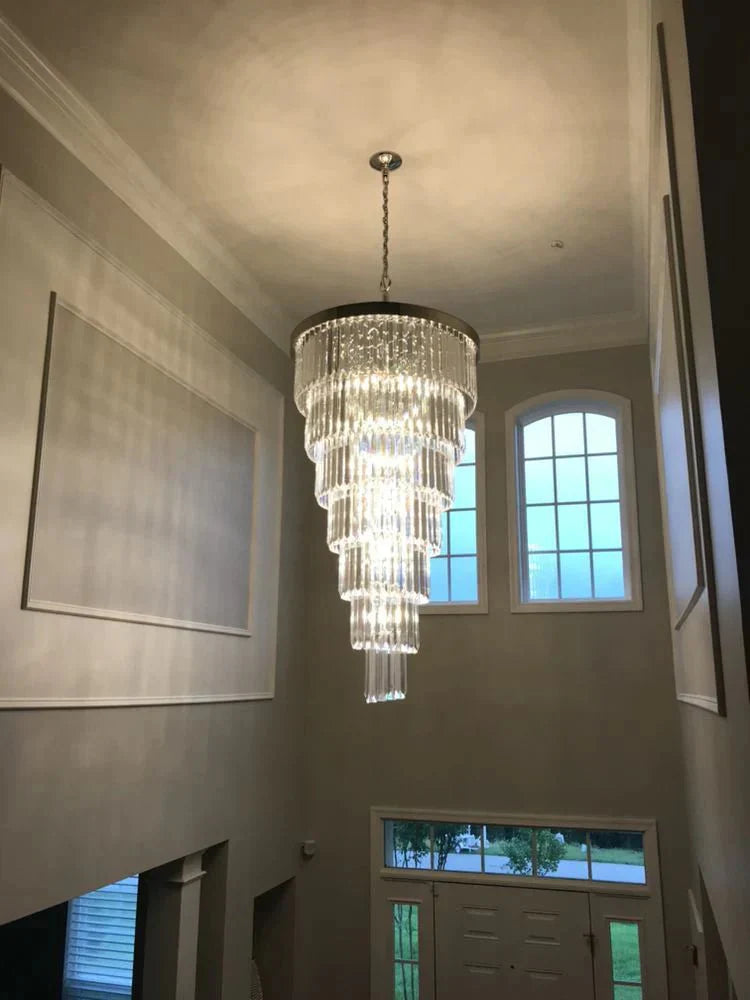 Extra Large 7 - Tier Luxury Crystal Chandelier in Black/Coffee/Gold/Chrome Finish Color - Joyfuzzy